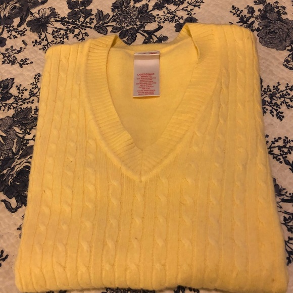 Sweaters - Pale Lemon Yellow Cable Knit Sweater | Medium